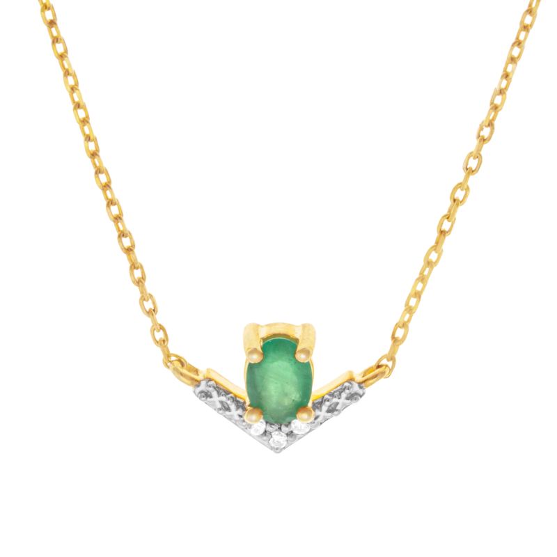 Collier en or jaune et rhodié, émeraude et diamants