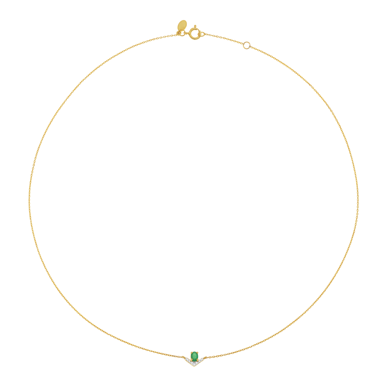 Collier en or jaune et rhodié, émeraude et diamants