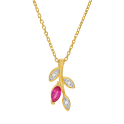 Collier en or jaune et rhodié, rubis et diamants