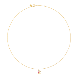 Collier en or jaune et rhodié, rubis et diamants