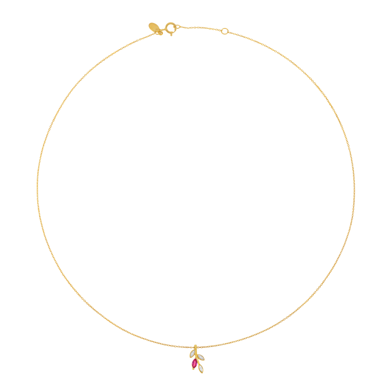 Collier en or jaune et rhodié, rubis et diamants