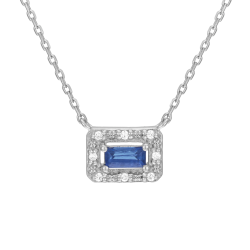 Collier en or gris, saphir et diamants