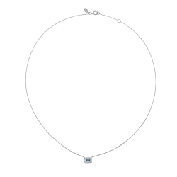 Collier en or gris, saphir et diamants