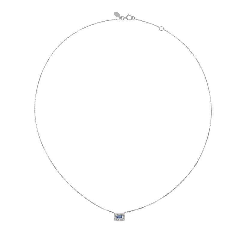 Collier en or gris, saphir et diamants