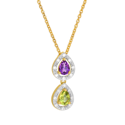 Collier en or jaune et rhodié, améthyste, péridot et diamants