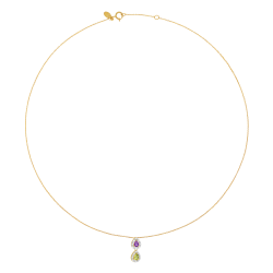 Collier en or jaune et rhodié, améthyste, péridot et diamants