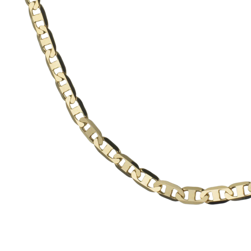 Chaîne en or jaune, maille marine plate