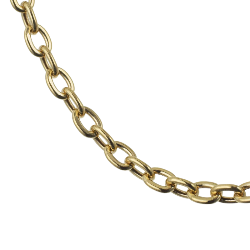 Chaine en or jaune, maille forçat ovale