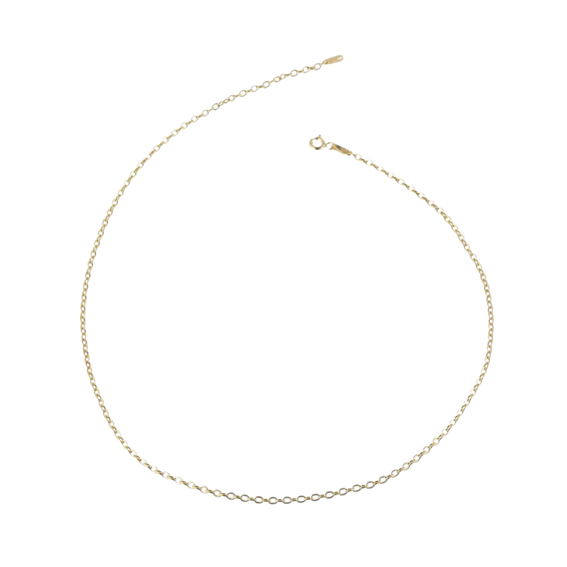 Chaine en or jaune, maille forçat ovale