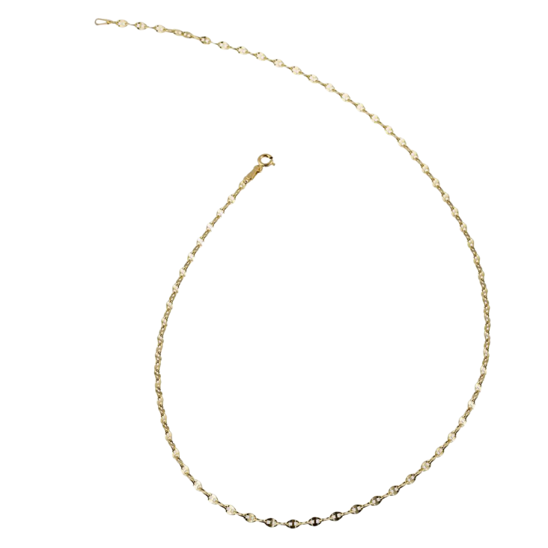Chaine en or jaune, maille marine arrondie