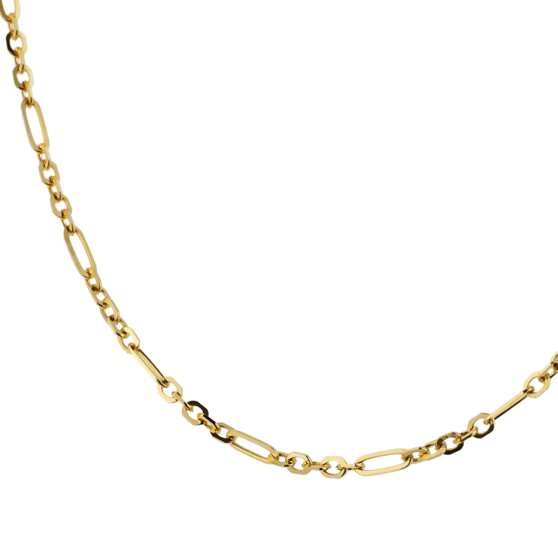 Chaîne en or jaune, maille fantaisie alternée