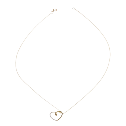 Collier or jaune coeur rhodie diamants