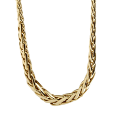 Collier en or jaune, maille palmier chute centre 5 mm