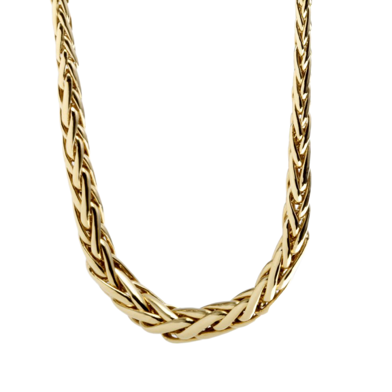 Collier en or jaune, maille palmier chute centre 5 mm