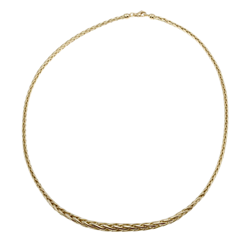 Collier en or jaune, maille palmier chute centre 5 mm