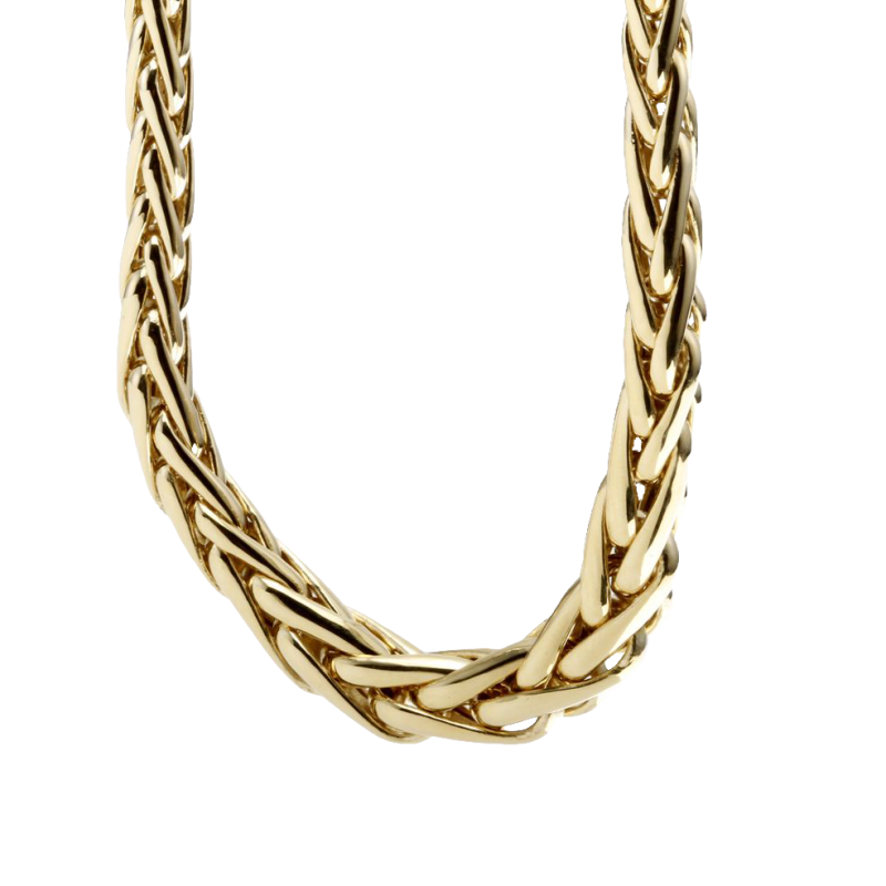 Collier en or jaune, maille palmier chute centre 6 mm