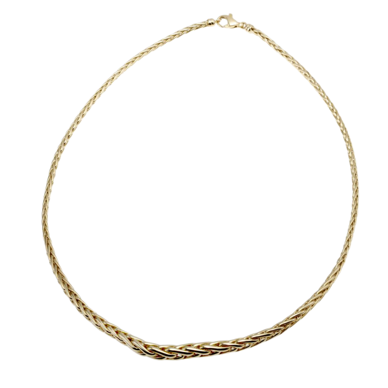 Collier en or jaune, maille palmier chute centre 6 mm
