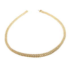 Collier en or jaune, maille  americaine chute centre 11.2 mm - 11.6 mm