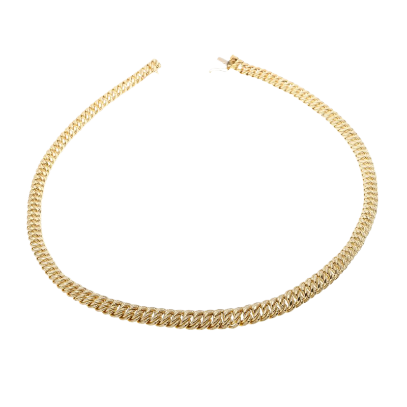 Collier en or jaune, maille  americaine chute centre 11.2 mm - 11.6 mm