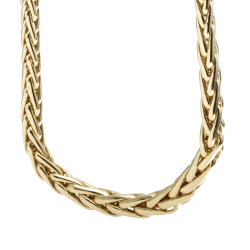 Collier en or jaune, maille  palmier chute centre 7 mm