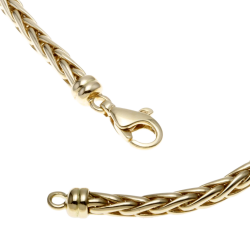 Collier en or jaune, maille  palmier chute centre 7 mm