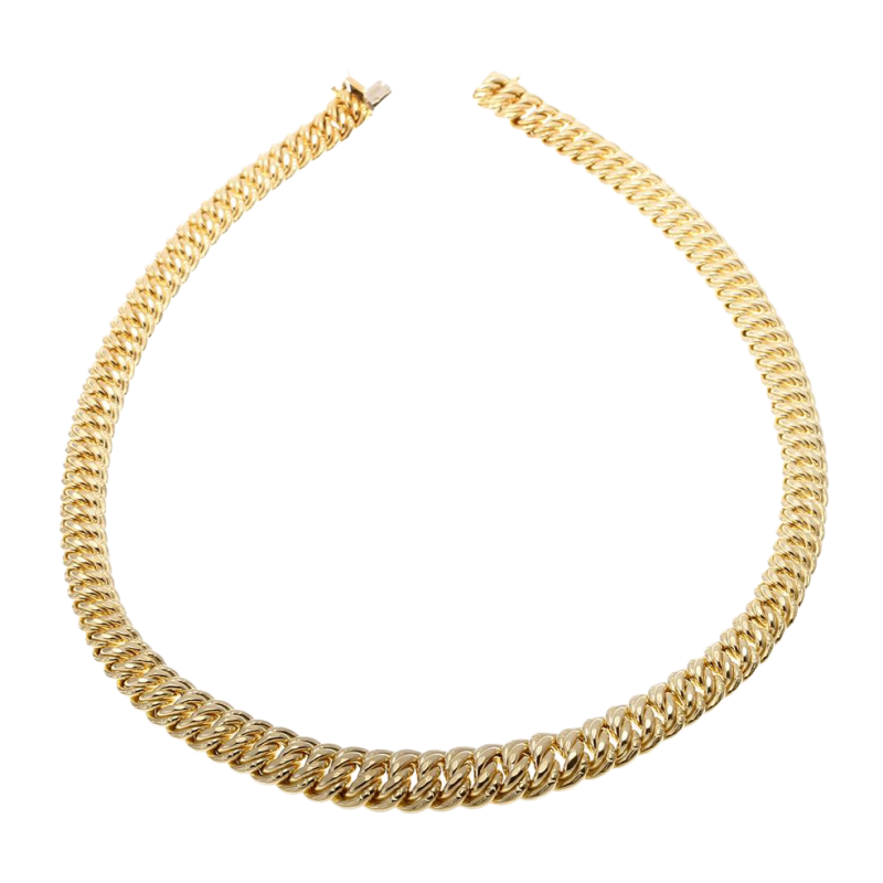 Collier en or jaune en maille americaine chute centre 13.7 -13.9 mm