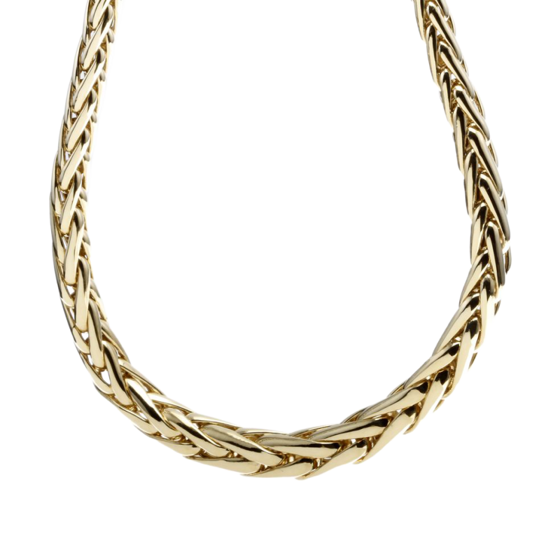 Collier en or jaune, maille  palmier chute centre 8,5 mm