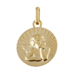 Médaille en or jaune, ange soleil
