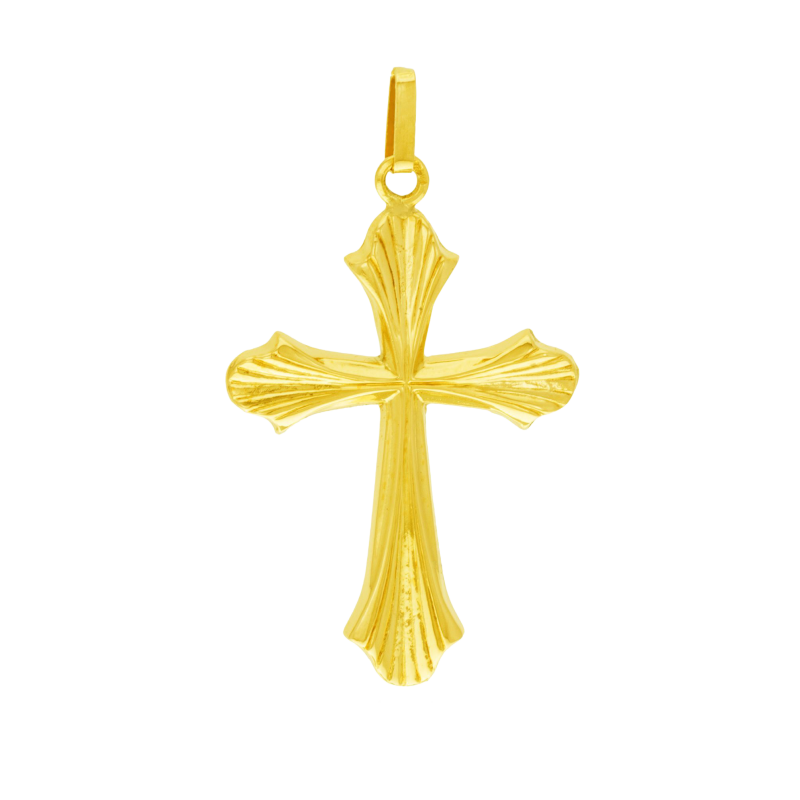Croix en or jaune, striée