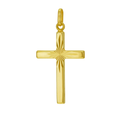 Croix en or jaune, lapidée