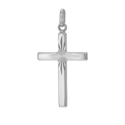 Croix en or gris, lapidée