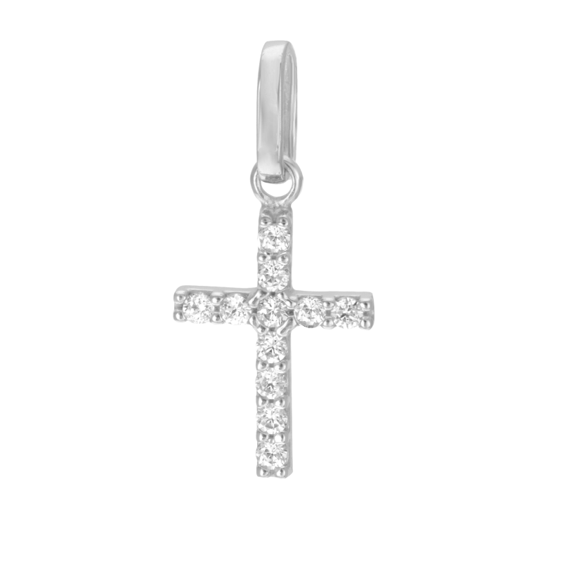 Croix en or gris et oxydes de zirconium