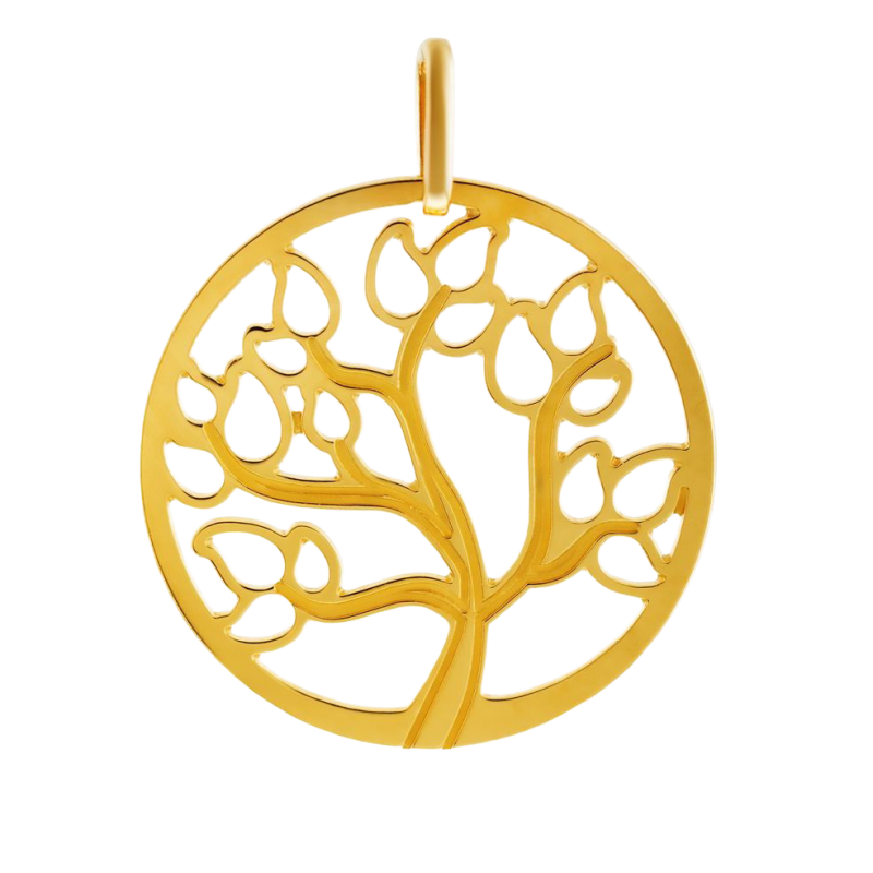 Pendentif en or jaune arbre de vie ajouré