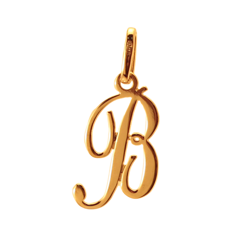 Pendentif alphabet en or jaune, lettre B