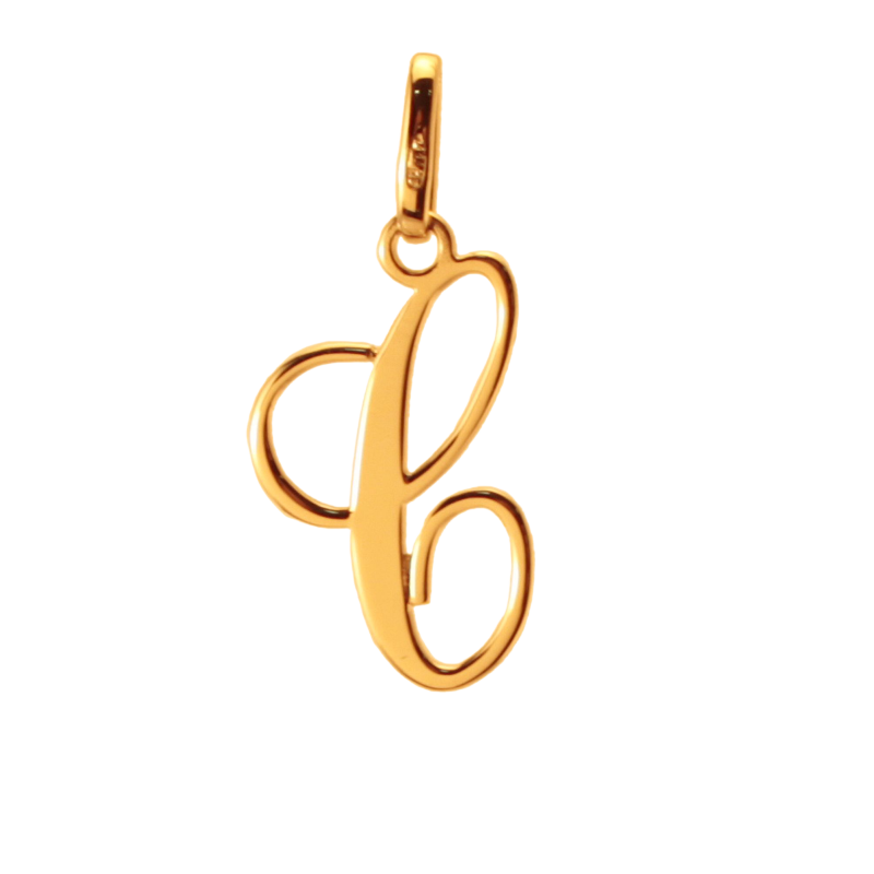 Pendentif alphabet en or jaune, lettre C