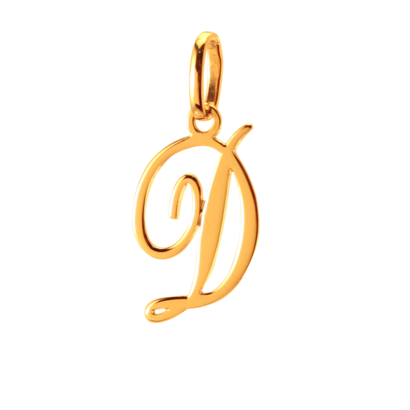 Pendentif alphabet en or jaune, lettre D