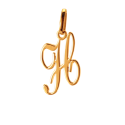 Pendentif alphabet en or jaune, lettre H