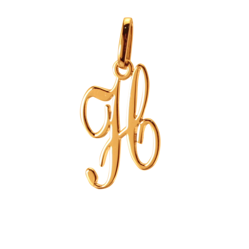 Pendentif alphabet en or jaune, lettre H