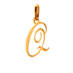 Pendentif alphabet en or jaune, lettre Q