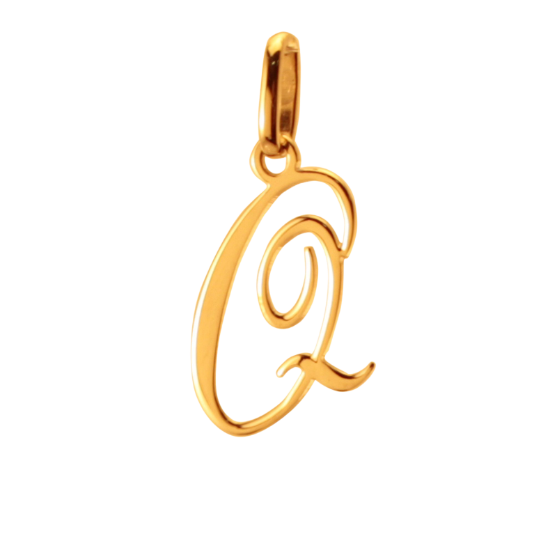 Pendentif alphabet en or jaune, lettre Q