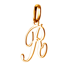 Pendentif alphabet en or jaune, lettre R