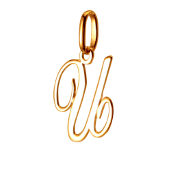 Pendentif alphabet en or jaune, lettre U