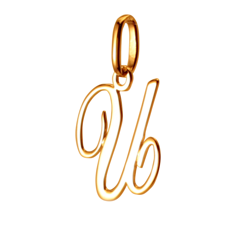 Pendentif alphabet en or jaune, lettre U