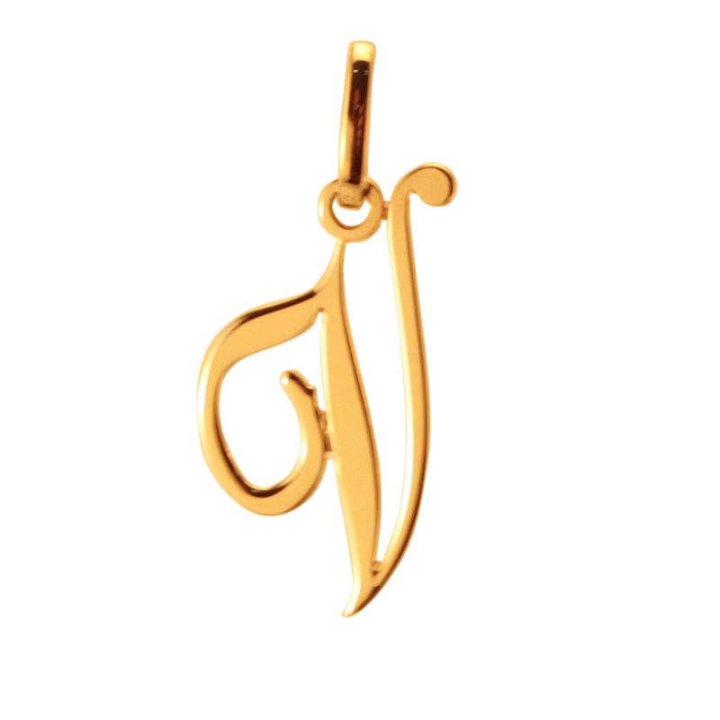 Pendentif alphabet en or jaune, lettre V