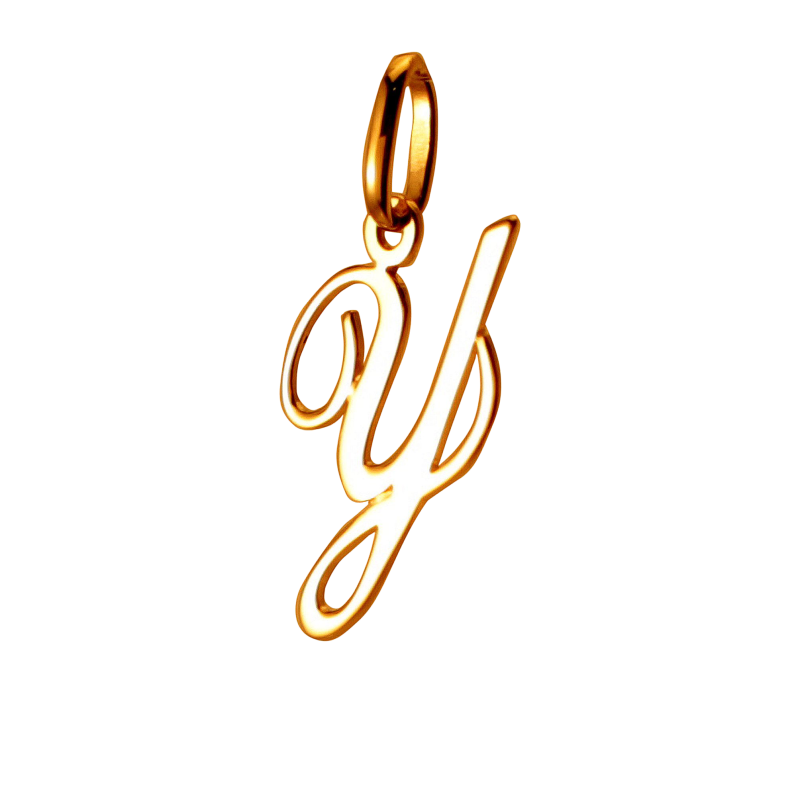 Pendentif alphabet en or jaune, lettre Y