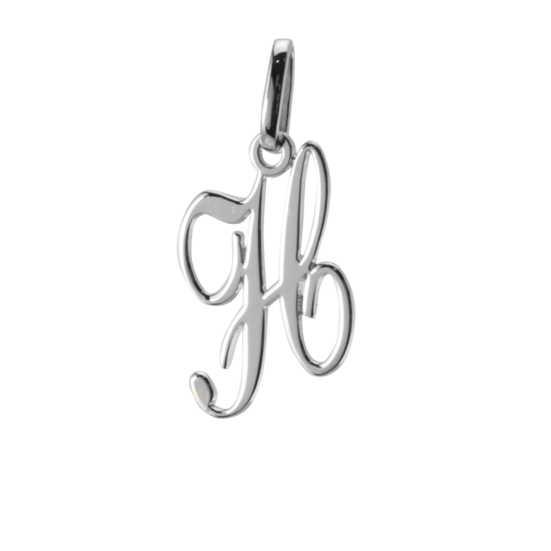 Pendentif alphabet en or gris, lettre H