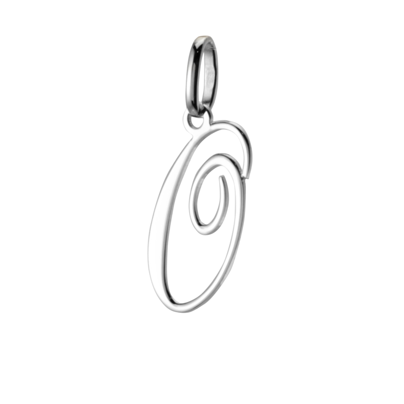 Pendentif alphabet en or gris, lettre O