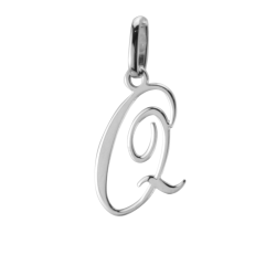 Pendentif alphabet en or gris, lettre Q