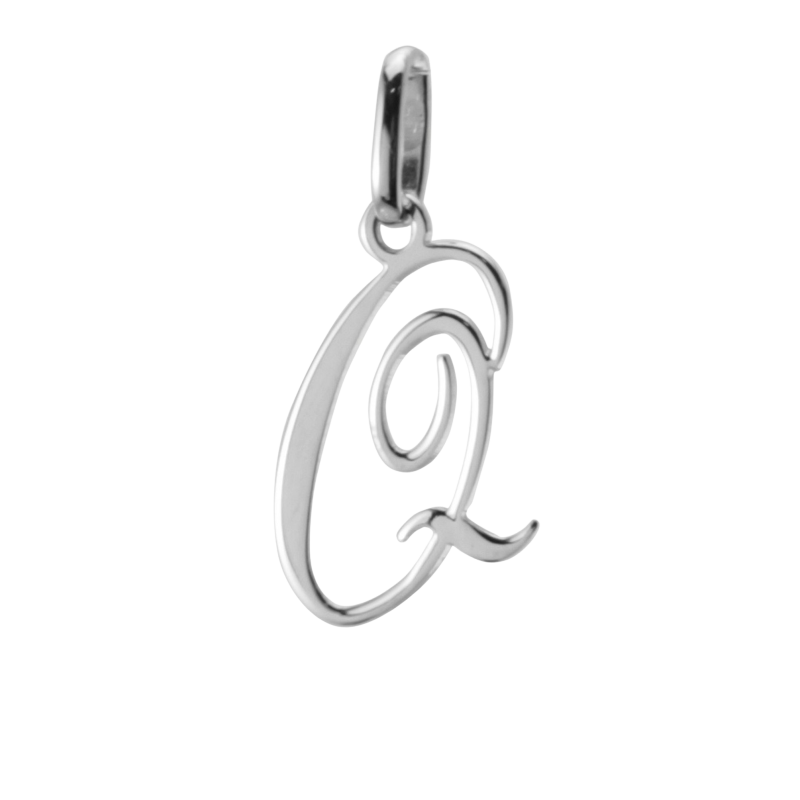 Pendentif alphabet en or gris, lettre Q
