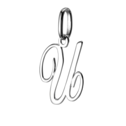 Pendentif alphabet en or gris, lettre U